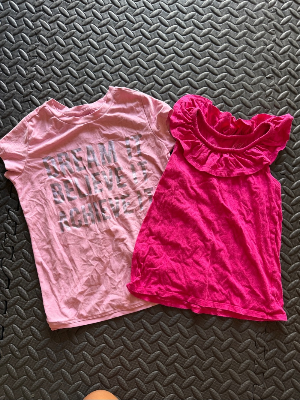 Active USA Girls' Light Pink Graphic Tee & Hot Pink Ruffle Top - 2-Pack